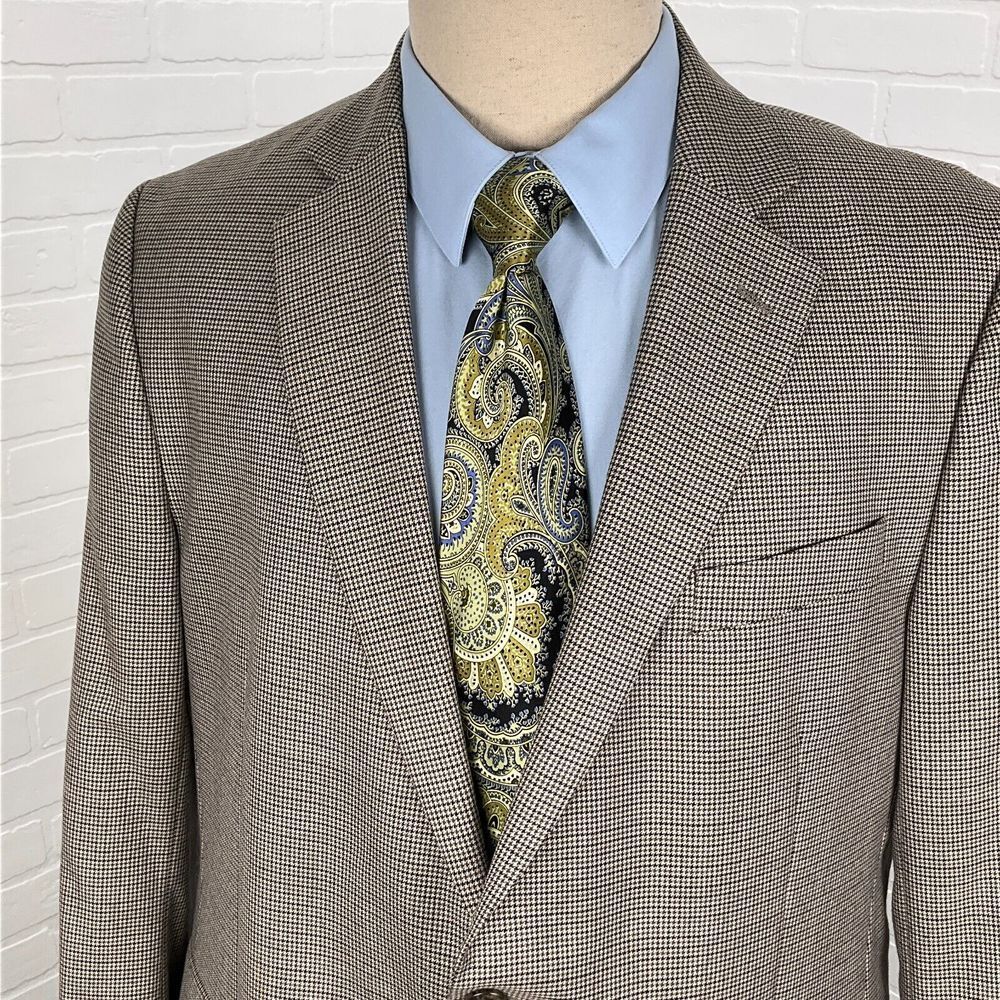 Stafford Blazer Men 44R Black Gray Houndstooth Classic Fit Wool Career‎ Jacket